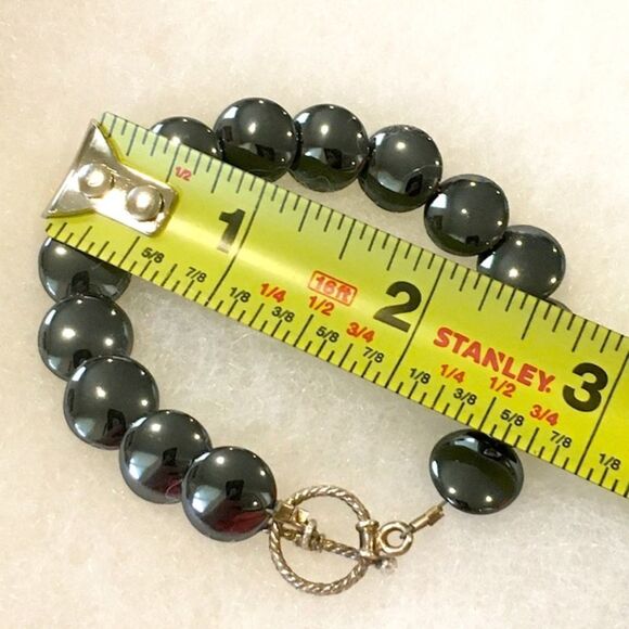 Genuine Hematite Sterling Silver 925 VTG Bracelet - Picture 2 of 9
